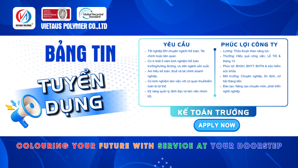 TUYỂN DỤNG: KẾ TOÁN TRƯỞNG